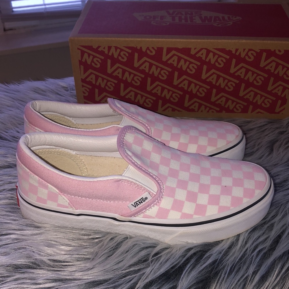 Vans Classic Slip-On Juniors Checkerboard Lila Snow/True White Sneaker Shoes